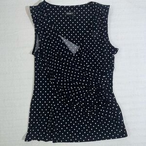 DKNY Womens Polka Dot Babydoll Top Size M Y2K Romantic Grunge Coquette